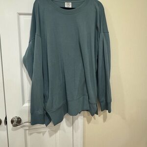 Blue Oversized Long Sleeve Sweatshirt